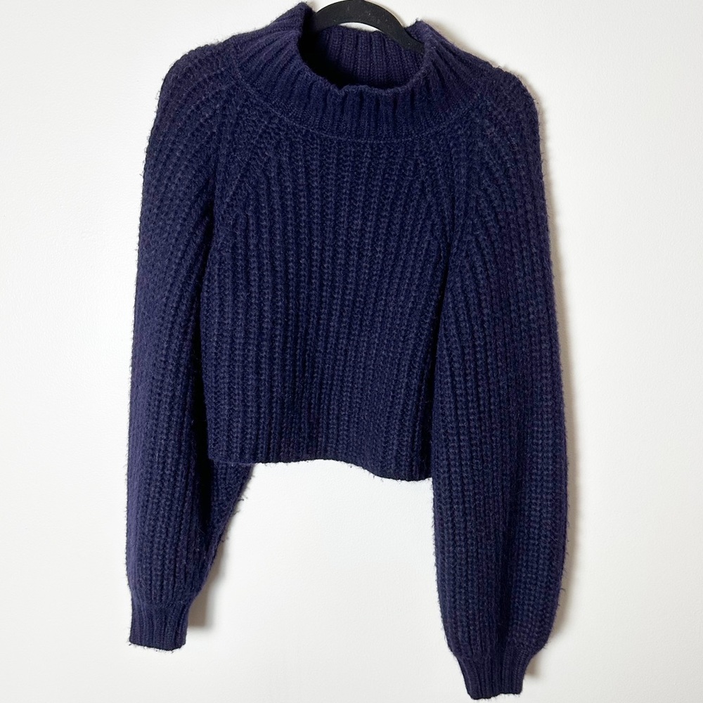 Shaina Mote Chunky Knit Purple Sweater Cropped Bulb Alpaca Medium